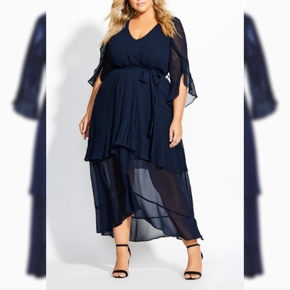 Plus Size 14 City Chic Ruffle Maxi Dress